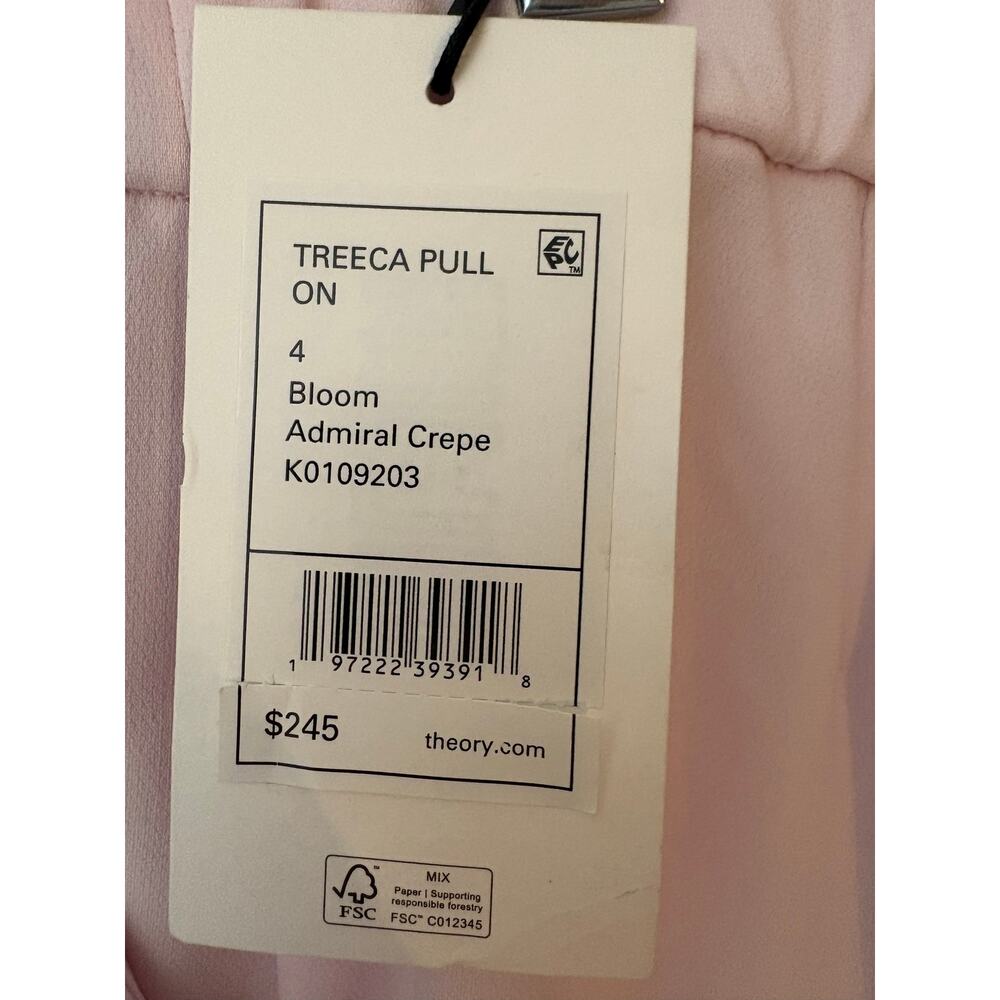 Theory Treeca New Pastel Pink Admiral Crepe Coquette Pull On Trousers 4 - Picture 4 of 9